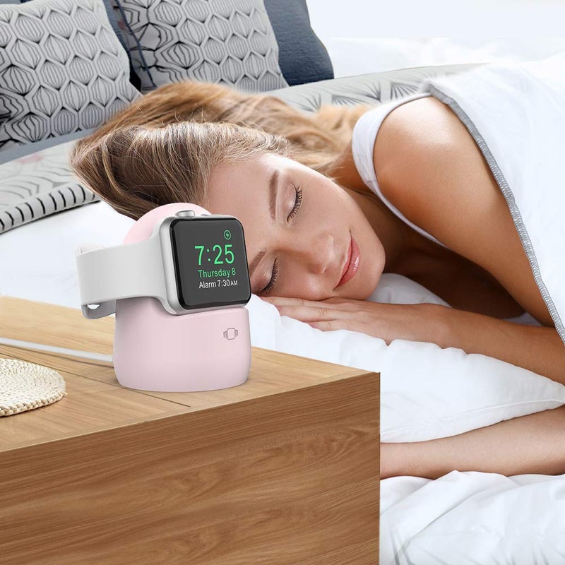 AhaStyle iWatch Stand Silicone Charging Dock Holder for Apple Watch Ultra 2, Ultra, SE2, Series SE, 7 6 5 4 3 2 1 (45/44/42/41/40/38mm), (Pink) - Image 5